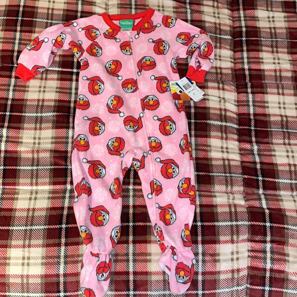 Christmas Elmo one piece fleece pajamas